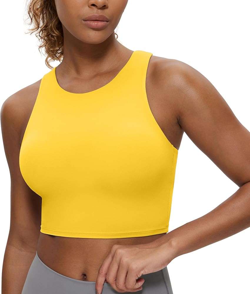CRZ YOGA Butterluxe Racerback High Neck Longline Sports Bras for Women - Padded Workout Crop Tank... | Amazon (US)