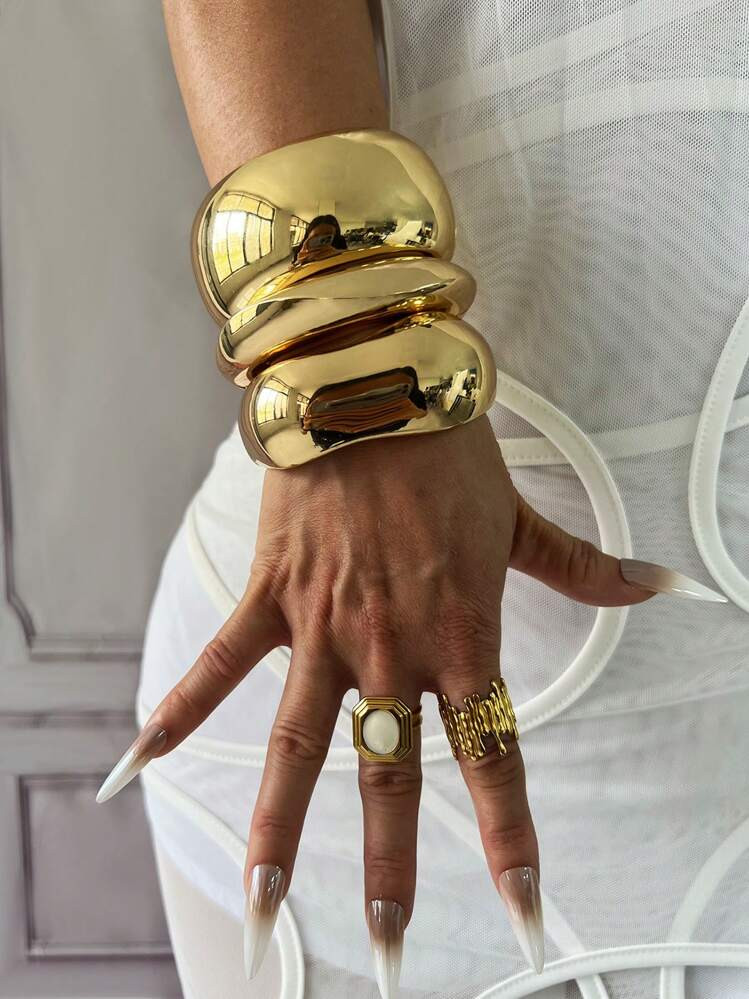 3pcs/1pc Charm Cuff Bracelets,Gold Bangles,Wide Bangles, Chunky Bracelet, Bracelet Set, Wide Brac... | SHEIN