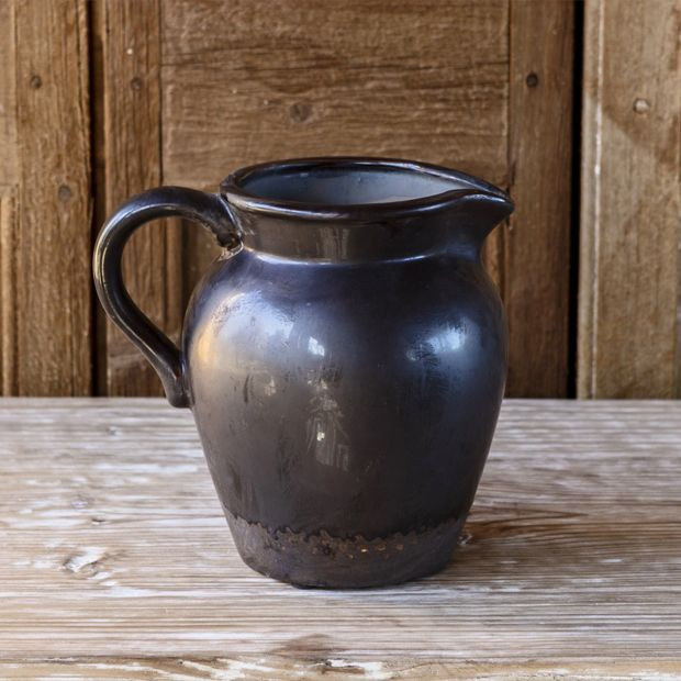 Smoked Glaze Flower Pitcher Vase 8 inch | Antique Farm House