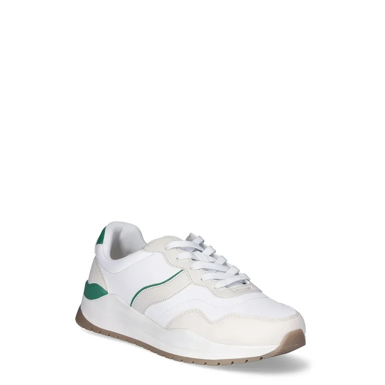 Womens Time & Tru Chunky Jogger, White with Green, Sizes 6-11 | Walmart (US)