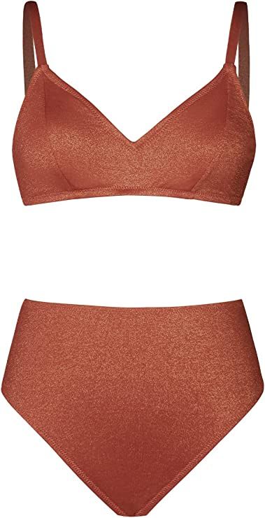 CUPSHE Bikini Sets for Woman Two Piece Swimsuits High Waisted Adjustable Straps Back Hook V Neck | Amazon (US)