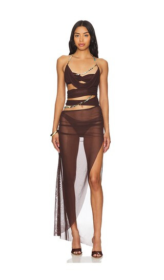 Draped Maxi Dress in Brown | Revolve Clothing (Global)