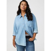 Oversized Denim Tunic Shirt in Lightblue-Denim | Torrid (US & Canada)