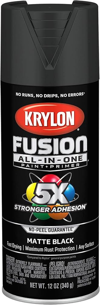 Krylon K02754007 Fusion All-in-One Spray Paint, Black, 12 Ounce (Pack of 1) | Amazon (US)
