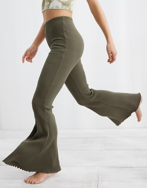 Aerie Kick-It Ribbed High Waisted Super Flare Pant | American Eagle Outfitters (US & CA)