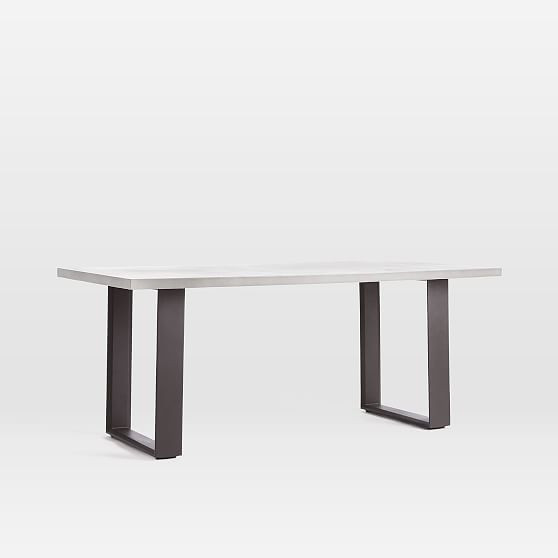 Portside Aluminum Outdoor Concrete 72 in Rectangle Dining Table, Dark Bronze | West Elm (US)