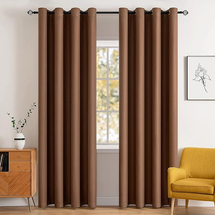 MIULEE Cappuccino Brown Blackout Bedroom Curtains 84 Inch Long 52"x84" | Amazon (US)