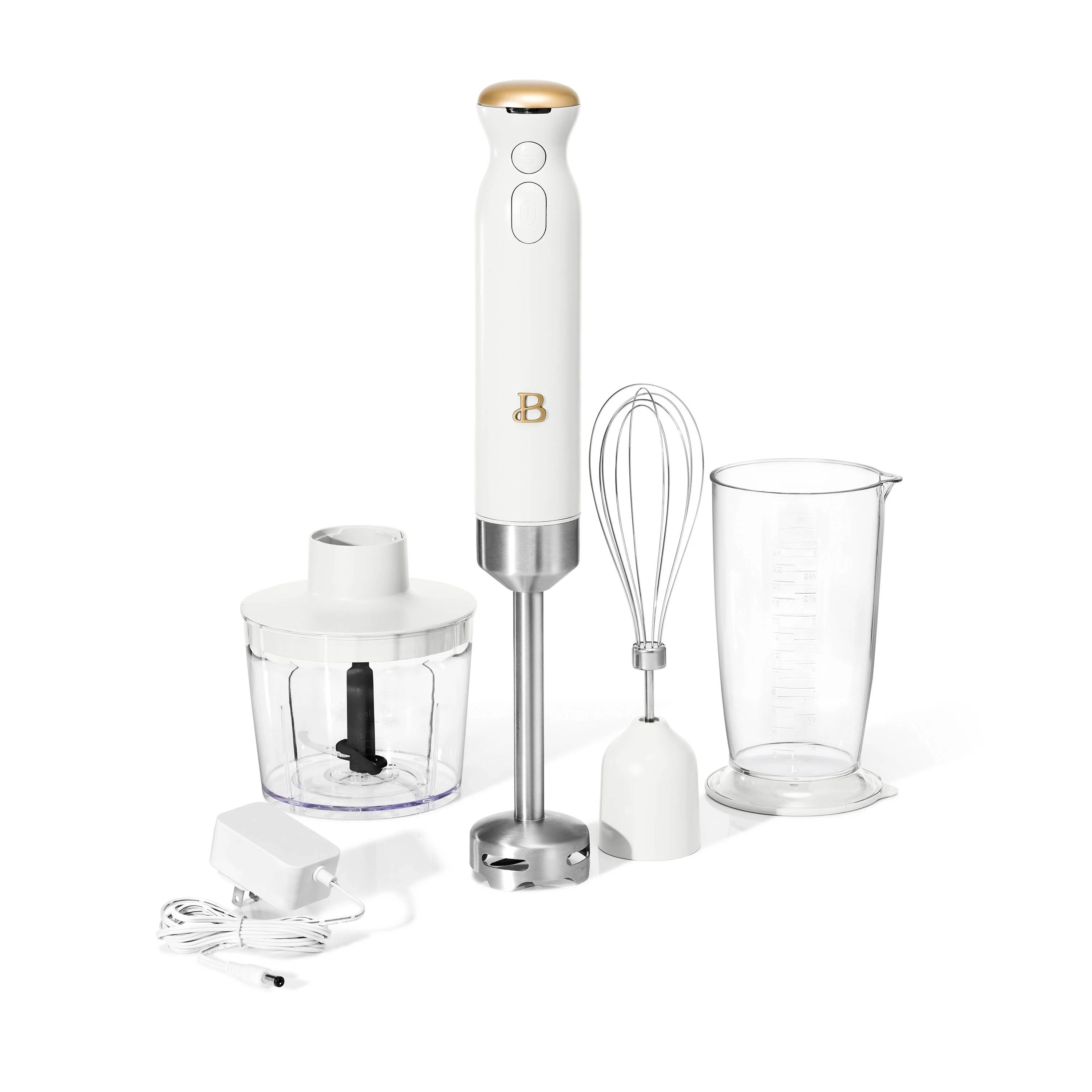 Beautiful Cordless Hand Blender with Attachments, White Icing by Drew Barrymore - Walmart.com | Walmart (US)