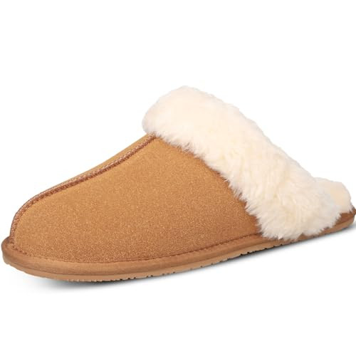 Cuiapl Women's Slippers House Slippers for Woman Bedroom Slippers Women Fluffy Slippers Breathable Suede Upper Fur Fleece Lined for Indoor & Outdoor | Amazon (US)