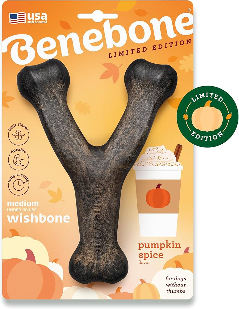 Benebone Wishbone Durable Dog Chew Toy for Aggressive Chewers, Pumpkin, Made in USA, Medium | Amazon (US)