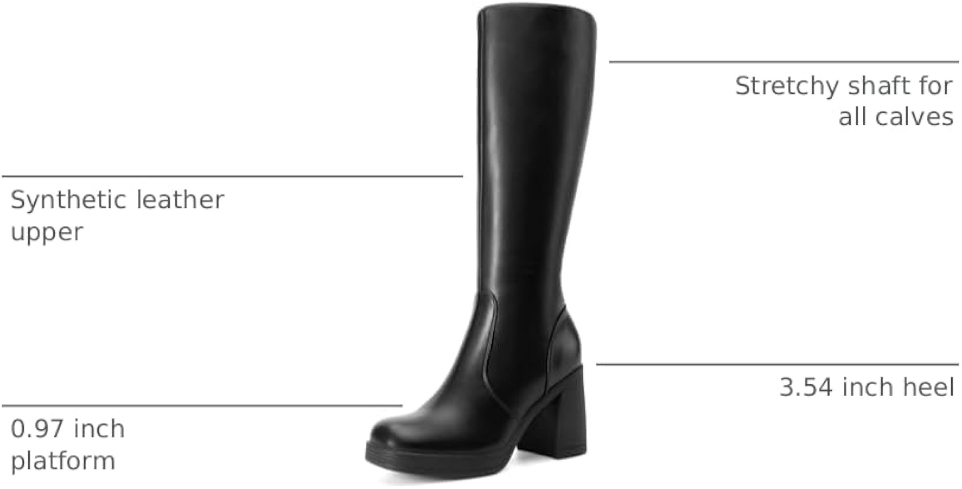 DREAM PAIRS Knee High Boots for Women Platform Square Toe Chunky Block Heeled Stylish Comfortable... | Amazon (US)