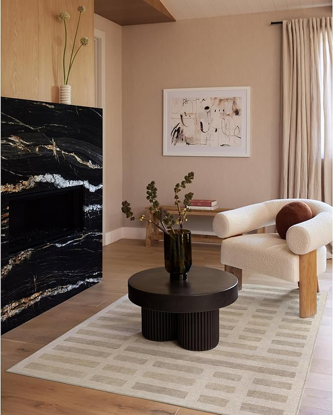 RUGGABLE Machine Washable Area Rug – Founders Laine Ivory & Natural 5x7, Stain-Resistant, Non-S... | Amazon (US)