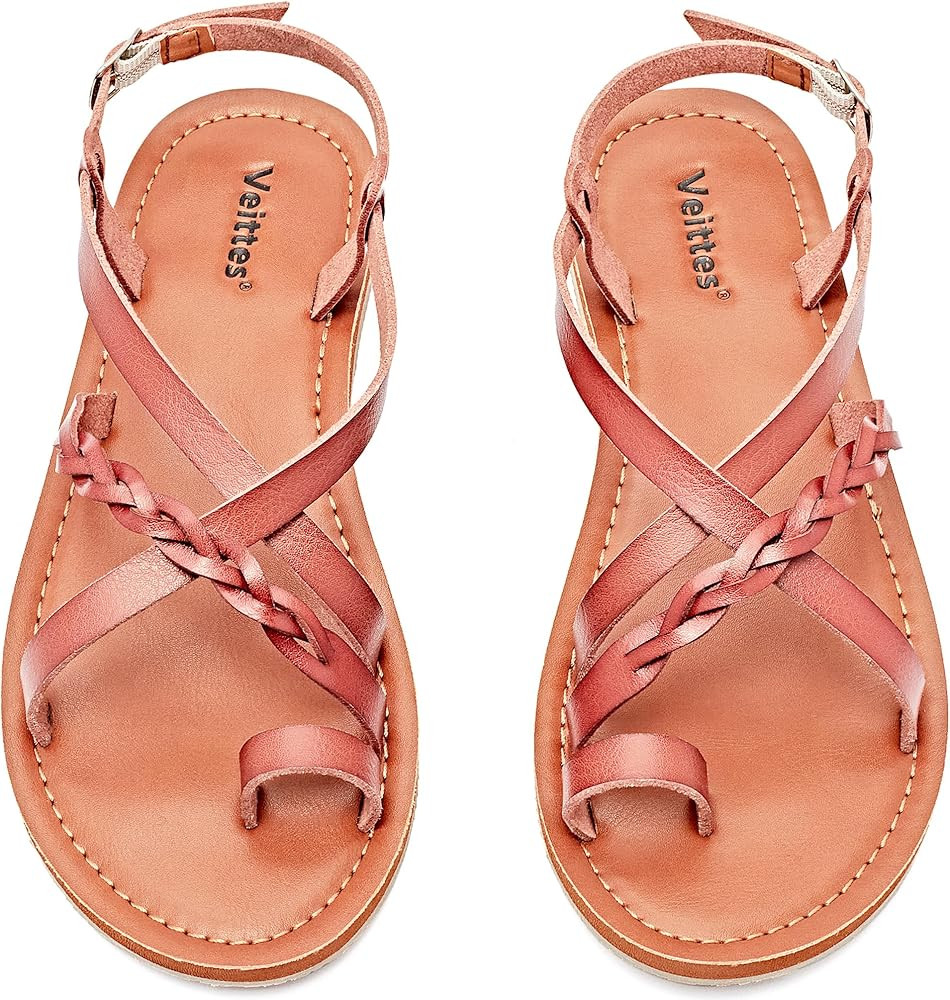 Veittes Women's Flat Slide Sandals - Casual Comfortable Criss Cross Strappy Flat Summer Shoes. | Amazon (CA)
