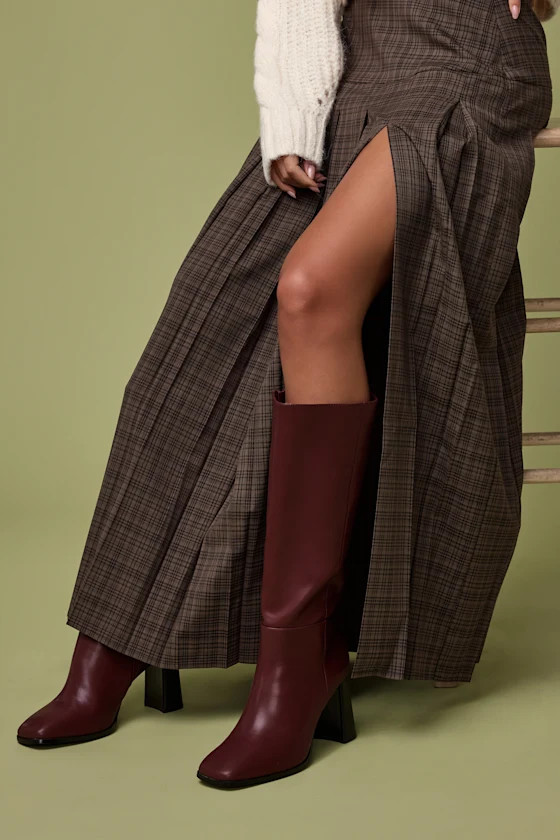 Reelee Oxblood Square Toe Knee-High Boots | Lulus