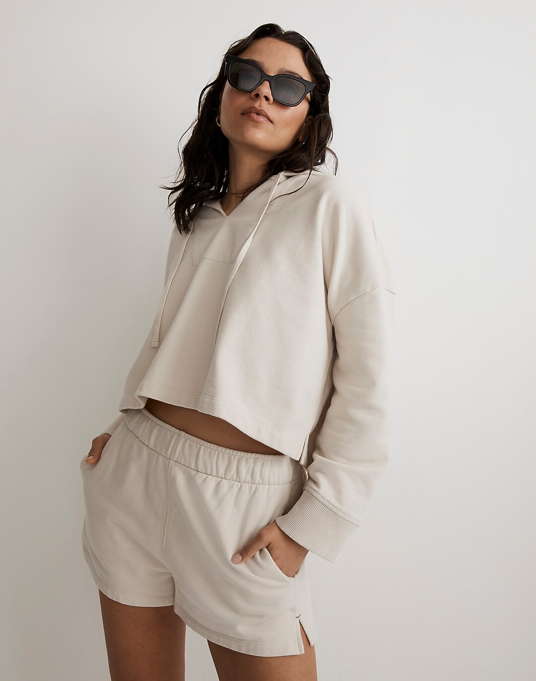 Terry Drawstring Crop Hoodie | Madewell