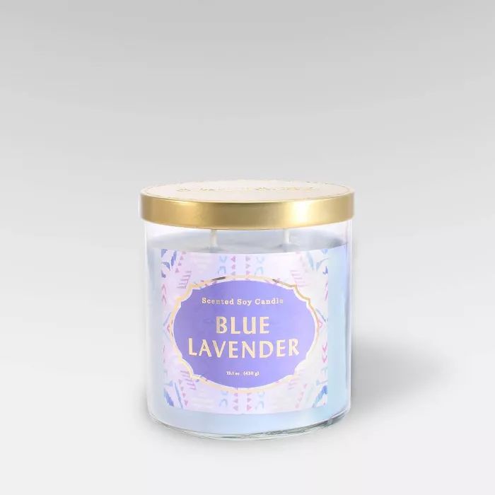 15.1oz Lidded Glass Jar 2-Wick Candle Blue Lavender - Opalhouse™ | Target