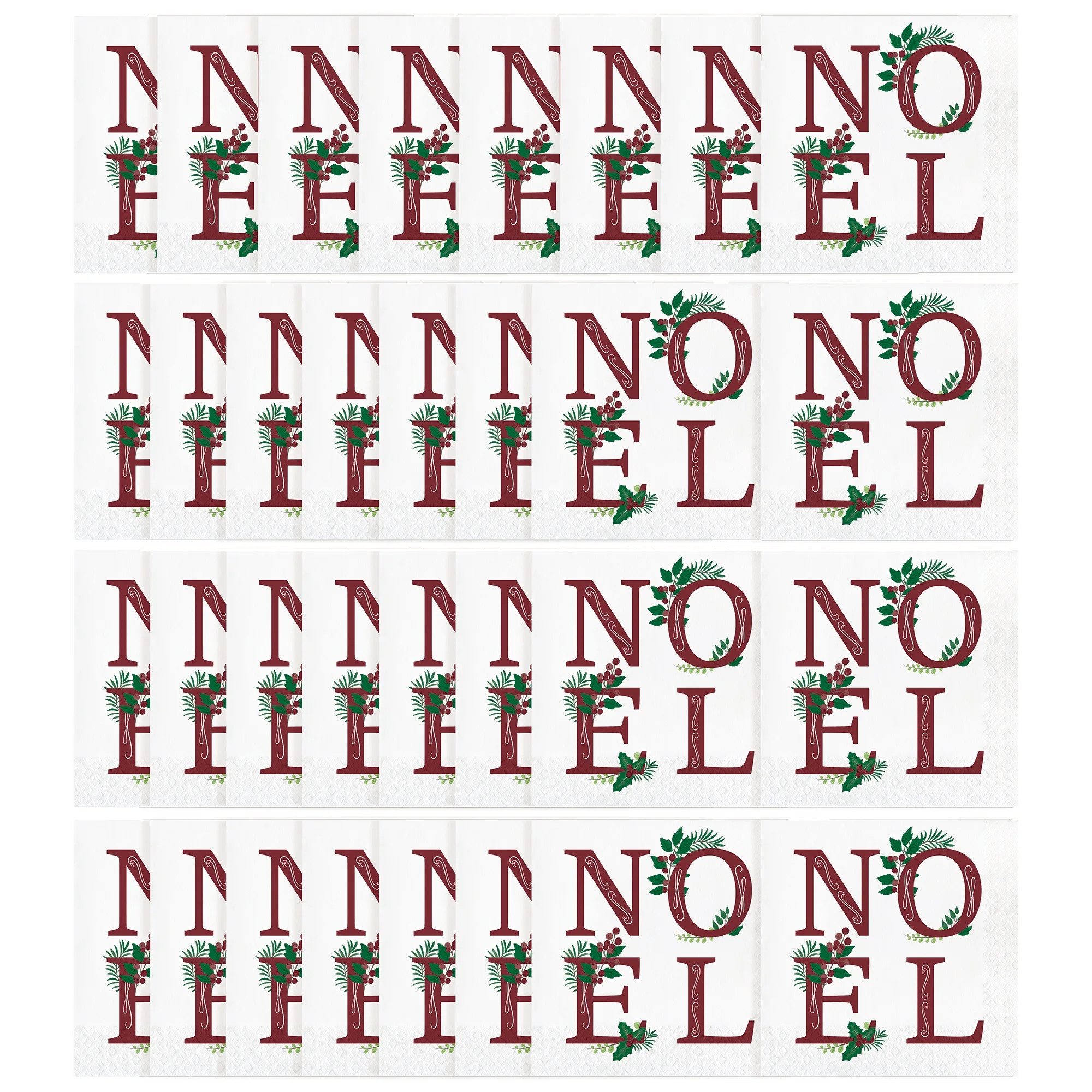 Noel with Holly Leaves Paper Christmas Napkins, Green and Red, 6.5" x 6.5", 32 Count, by Holiday ... | Walmart (US)