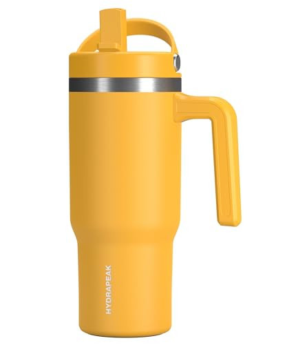 Hydrapeak Kids Voyager 18 oz Tumbler with Handle and Flip-Up Straw Lid | Spill Proof and Leak Resistant | Reusable Stainless Steel Water Bottle | Gift for Kids Boys Girls | Mango | Amazon (US)