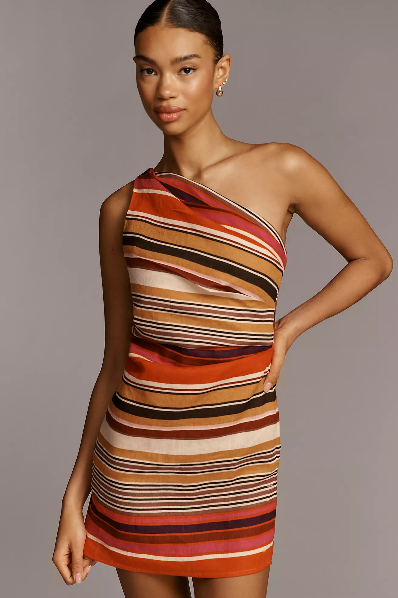 Faithfull The Brand Simona Linen One-Shoulder Mini Dress | Anthropologie (US)