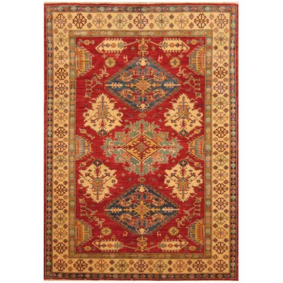 One-of-a-Kind Jevon Hand-Knotted Red/Ivory 5'6" x 8' Wool Area Rug | Wayfair North America