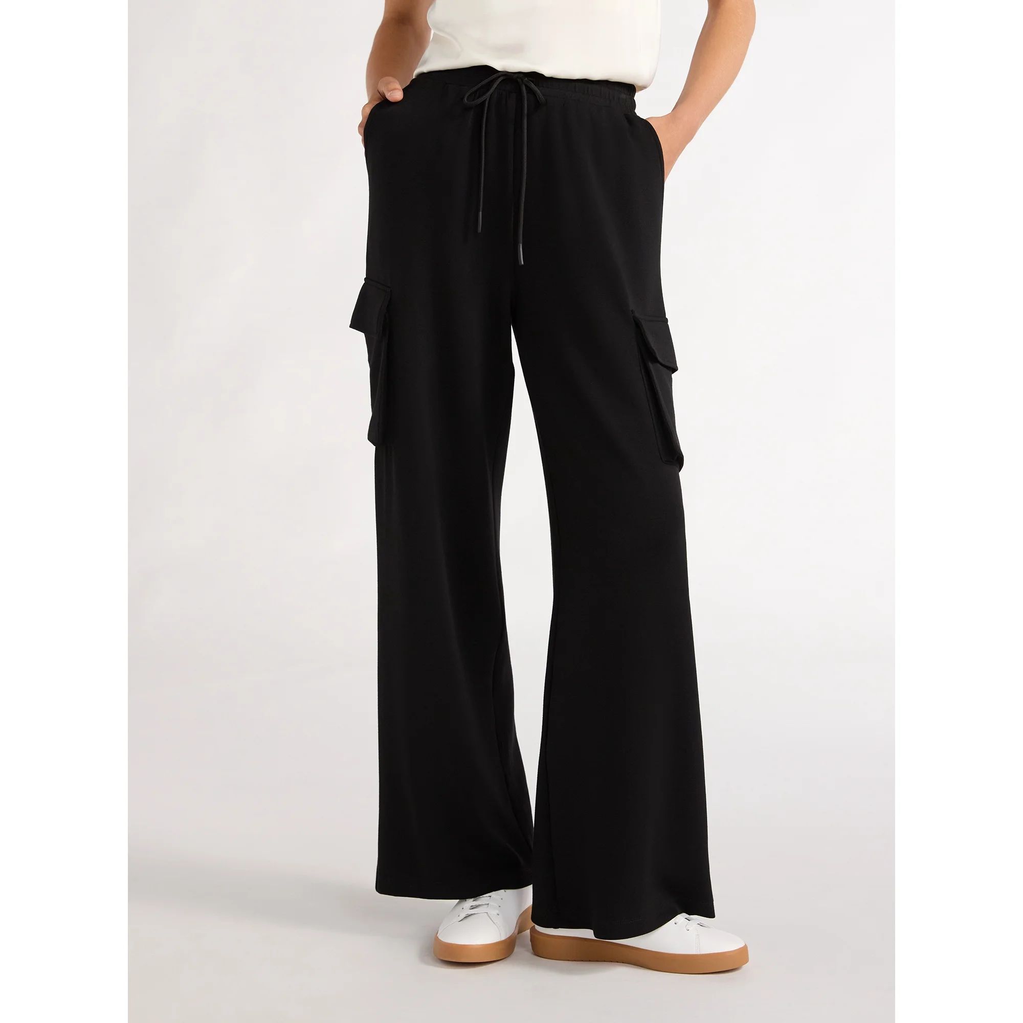 Scoop Women's Ultimate ScubaKnit Wide Leg Cargo Pants, Sizes XS-XXL | Walmart (US)