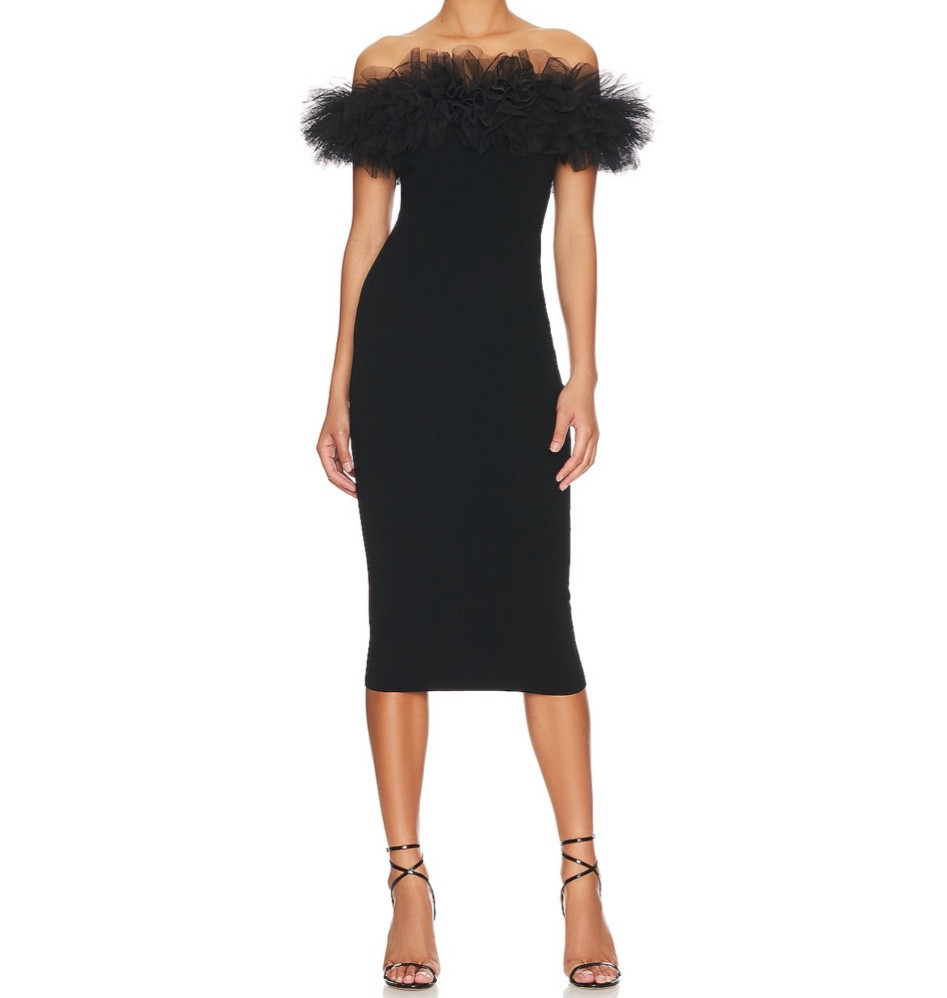 Tulle off-the-shoulder Dress | Little black dress | Date night | Date outfit | NYE outfit 

#LTKHoliday #LTKFind #LTKstyletip