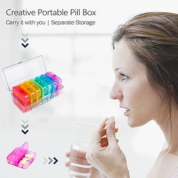 Zoksi Weekly Pill Organizer 2 Times a Day, Rainbow 7 Day Pill Box, Daily Am Pm Pill Organizer, Po... | Amazon (US)