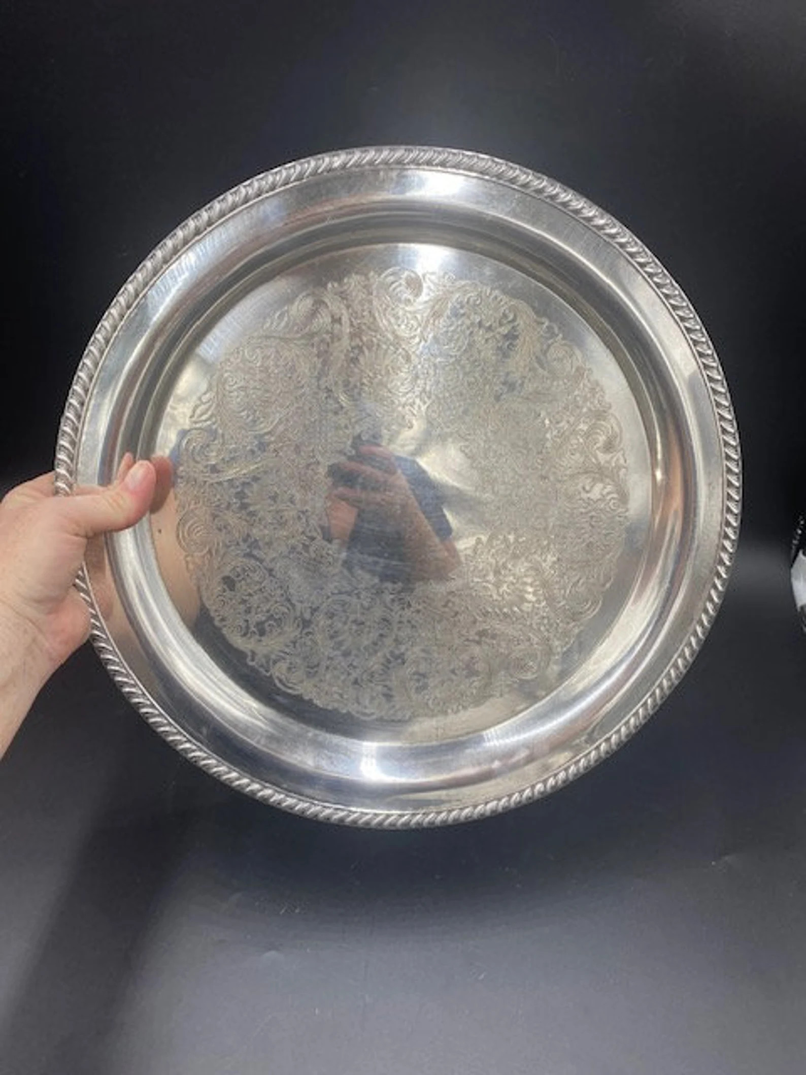 Round Silver Serving Tray Vintage Silver Tray Vintage Silverplate Tray Silver Tray Silverplate Tr... | Etsy (US)