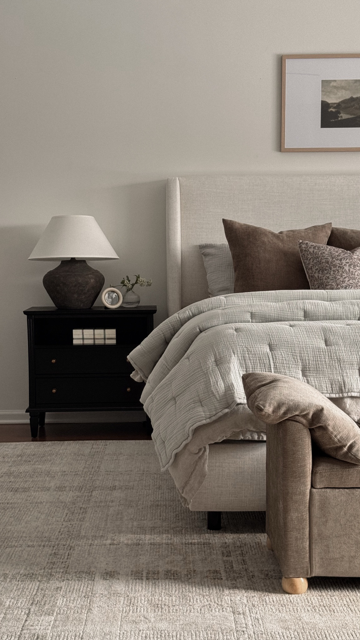 Bedding, spring bedding, bedroom decor, nightstand decor, nightstand lamp, table lamp, bed bench, bedroom rug, upholstered bed frame, quince bedding, charging nightstand ￼

#LTKHome