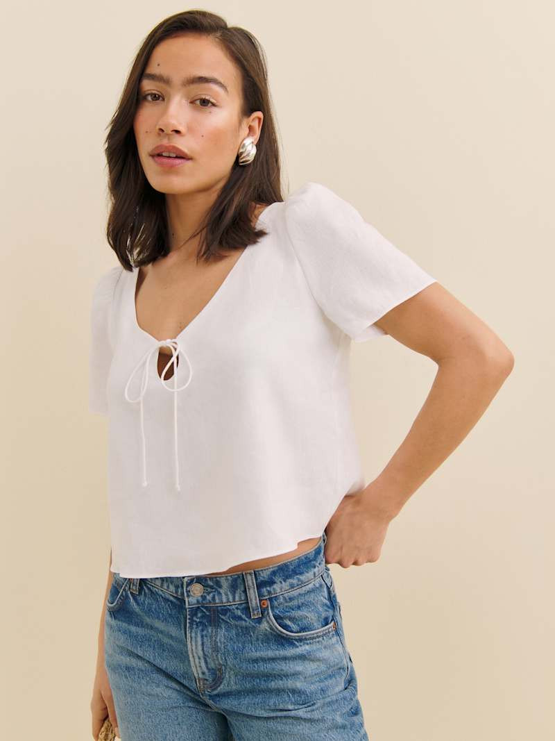Mayla Linen Top | Reformation (Global)