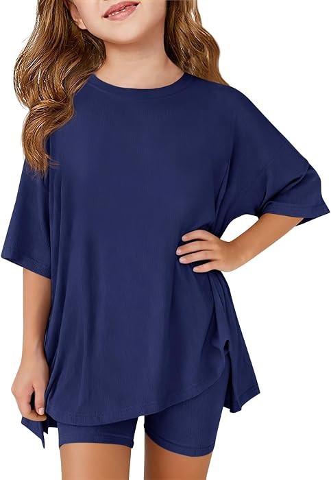 Haloumoning Girls Summer Lounge Set Oversized 2 Piece Clothing Sets | Amazon (US)