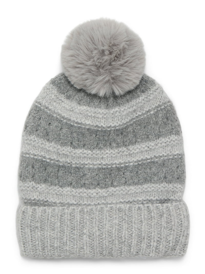 Time and Tru Women's Pointelle Beanie, One Size Fits Most, Medium Grey Heather | Walmart (US)