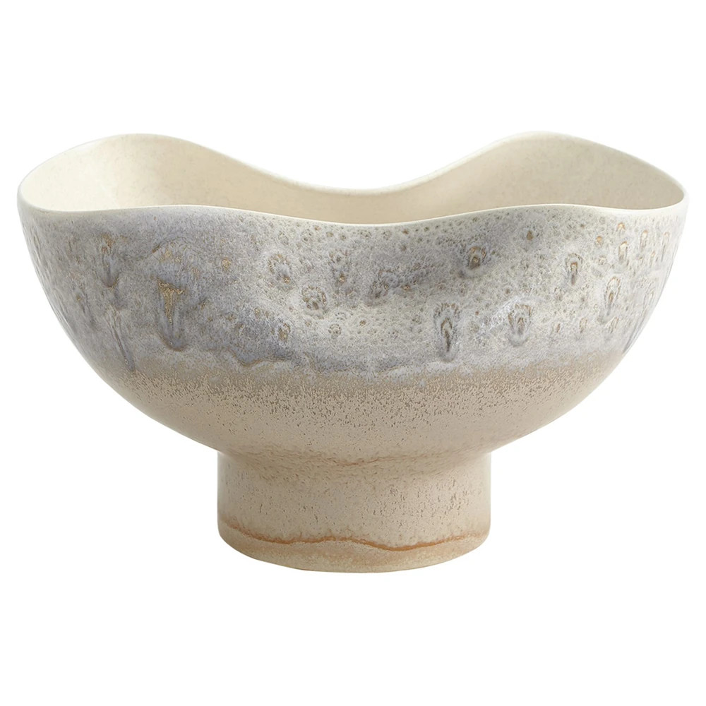 Amari Coastal Beach Cream Ceramic Decorative Bowl | Kathy Kuo Home