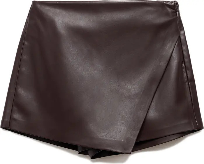 MANGO Wrap Faux Leather Skort | Nordstrom | Nordstrom