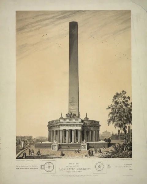 Print: Design Of The Original Washington Monument, 1847 | Walmart (US)