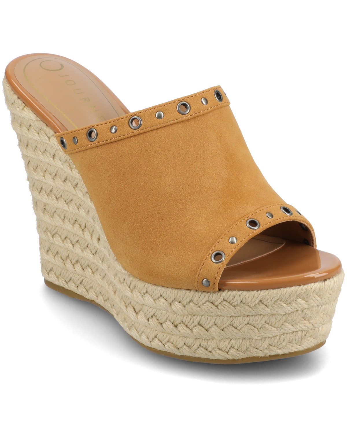 Journee Collection Women's Yari Platform Espadrille Wedge Sandals - Cognac | Macy's