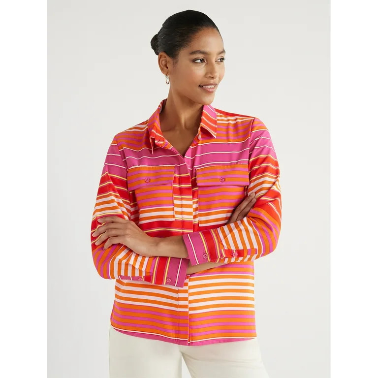 Scoop Women's The Ultimate Button Down, Sizes XS-XXL | Walmart (US)