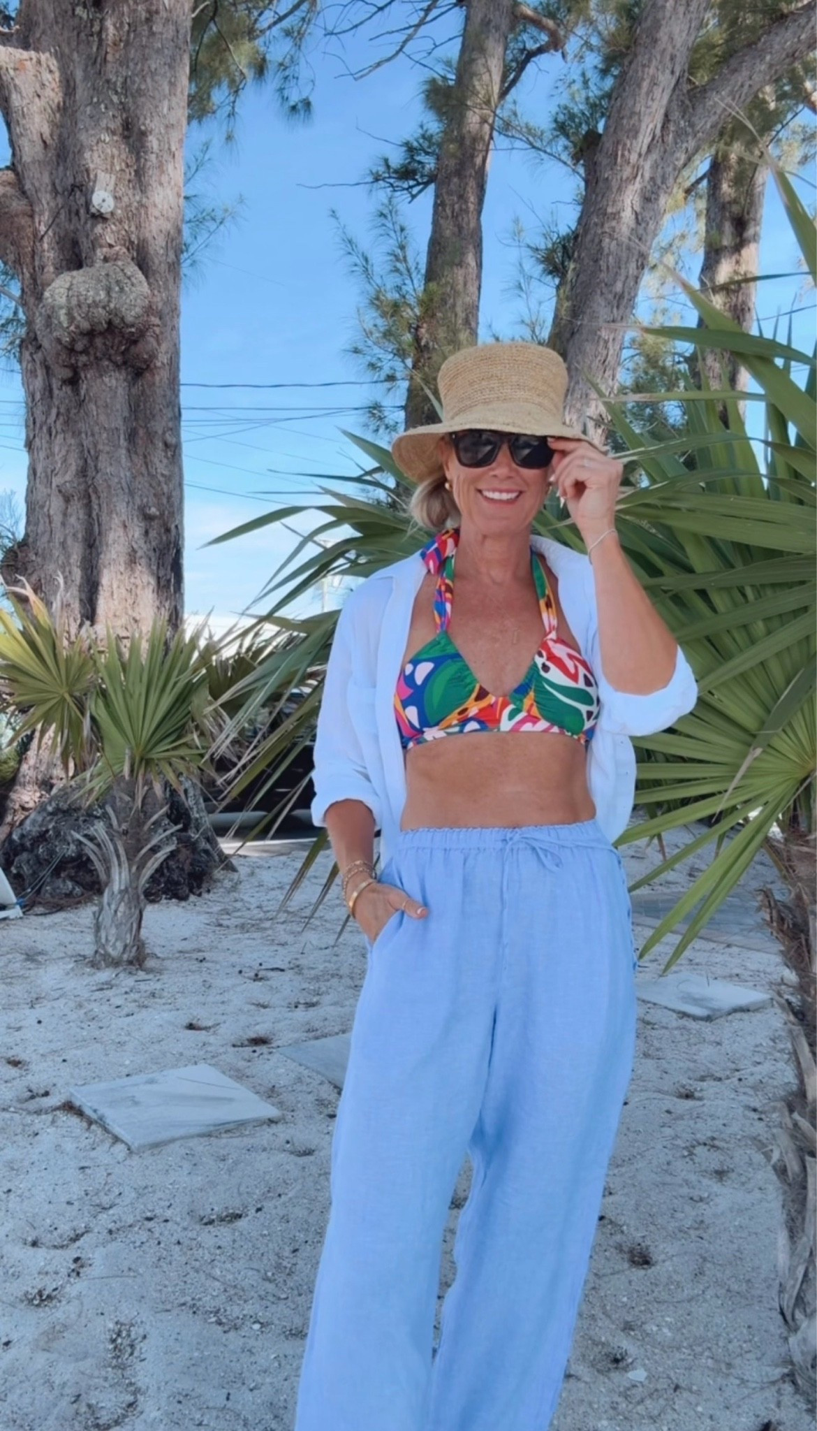Too obsessed with this printed bikini, I had to bring it back! 
Swim: 4
Top: Small
Pants: XS

#LTKootd #LTKTravel #LTKOver40