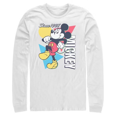 Mens Mickey & Friends Since 1918 Retro Long Sleeve Shirt - White - Small | Target