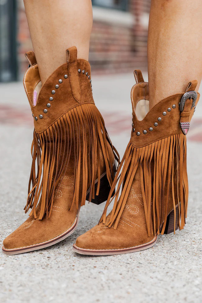 Jayde Camel Fringe Boot | Pink Lily