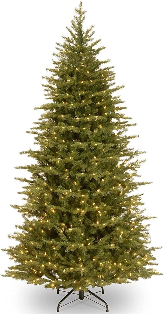 National Tree Company Pre-Lit 'Feel Real' Artificial Slim Christmas Tree, Green, Nordic Spruce, D... | Amazon (US)