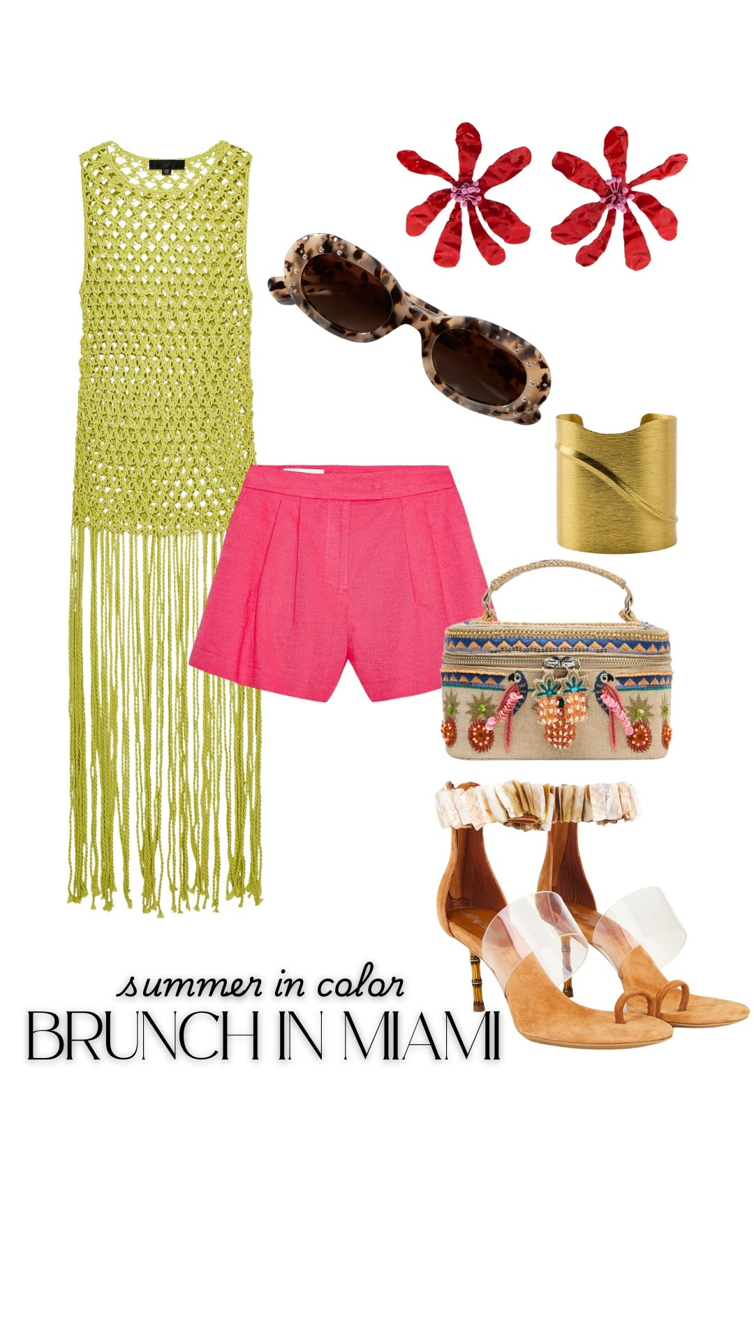 As requested, a brunch ready vacay for perfect for sipping mimosa by the ocean ☀️This lime green fringe crochet top paired with hot pink linen shorts is giving all the vacation vibes! 🌴✨ I’m pairing it with the season trendy beaded bag and cowrie sandals to let the colors pop. Tap my LTK link to shop this look and elevate your warm-weather wardrobe! ☀️💕 #VacationStyle #BrunchOutfit #LTKShop 

#LTKShoeCrush #LTKSummerEdit #LTKTravel