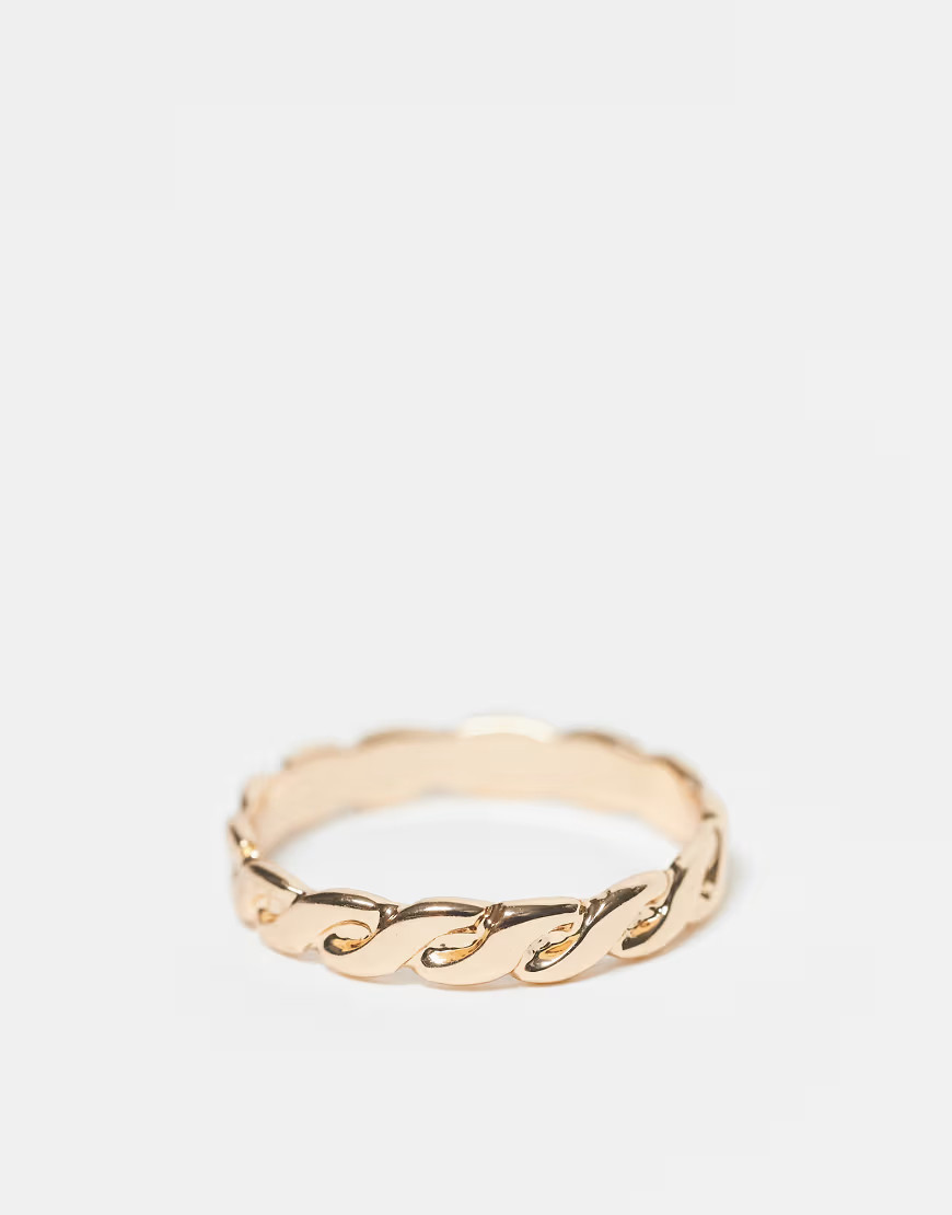 ASOS DESIGN weave ring in gold | ASOS (Global)