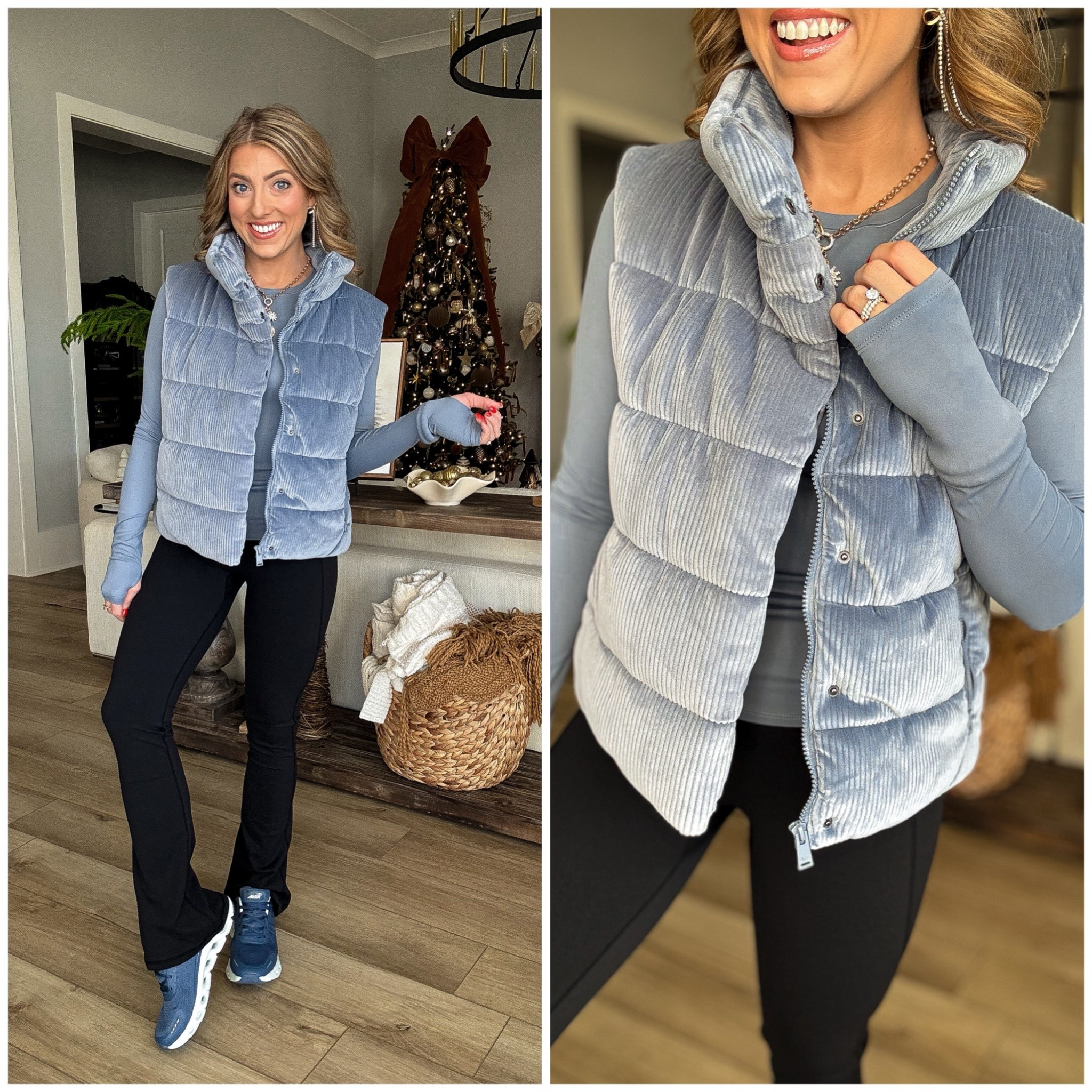 ✨ Walmart Cozy Athleisure Outfit ✨
This Walmart look is athleisure perfection 🤍❄️ The new corduroy puffer vest is even better in person — super soft, quilted, warm, and such a gorgeous winter blue. I paired it with the buttery-soft fitted long sleeve (thumb holes included!) and my favorite Walmart flare leggings for a comfy, put-together look you can wear anywhere.

Whether you’re running errands, heading to school drop-off, traveling, or lounging at home, this outfit is cozy, flattering, and so affordable. Walmart has been nailing these winter basics!

✔️ Walmart athleisure outfit
✔️ Corduroy puffer vest under $30
✔️ Buttery soft thumb-hole long sleeve
✔️ Flare leggings that fit like a dream
✔️ Casual winter style + cozy layers

Everything is linked in LTK for easy shopping! ❄️✨

#WalmartFashion #WalmartFinds #WalmartOutfit #WinterOutfits #AthleisureStyle #CozyLayers #EverydayStyle #LTKwinter #LTKfashion #BudgetFriendlyFashion