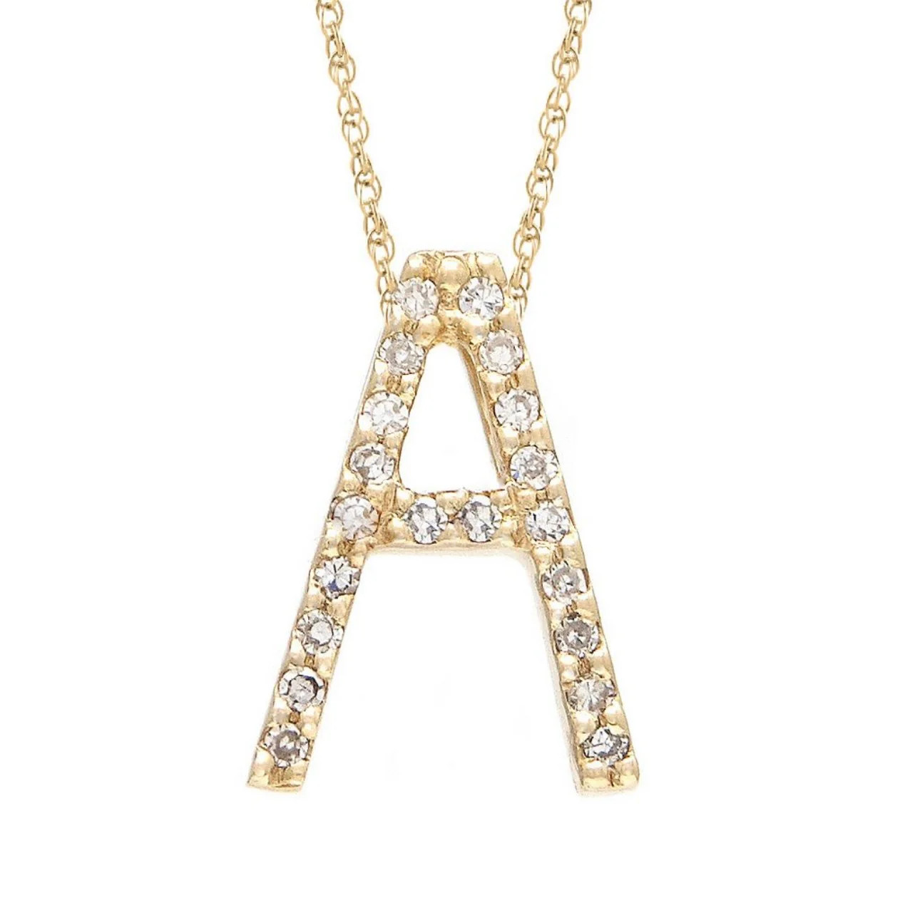 Block Initial Single Pave Diamond Pendant | The Goldn Company