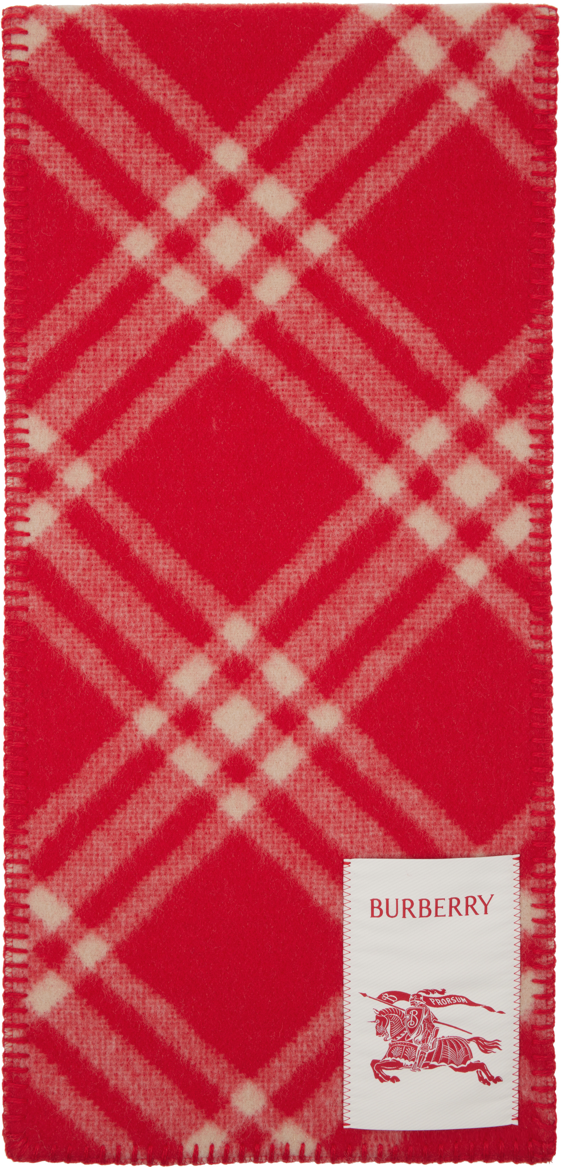 Burberry Red Check Wool Scarf | SSENSE