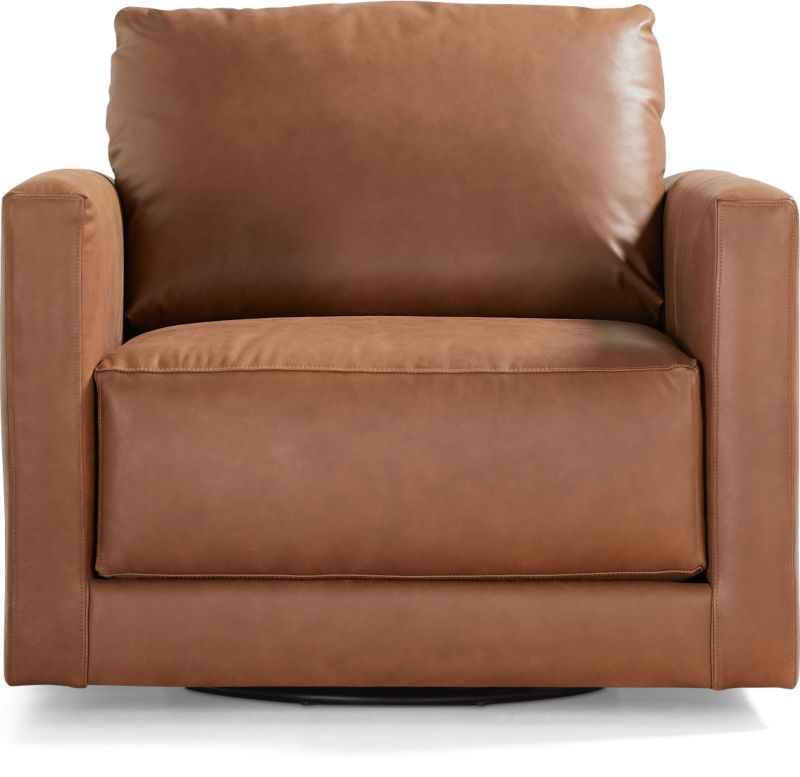 Gather Deep Leather Swivel Chair + Reviews | Crate & Barrel | Crate & Barrel