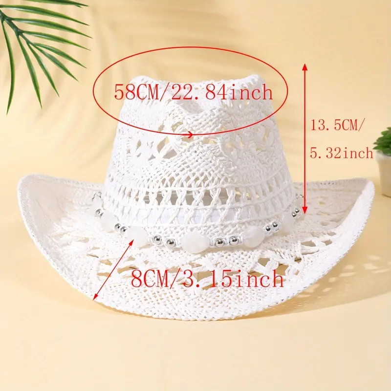White Bohemian Cowboy Hat Stone Embellishments Hollow Design - Temu | Temu Affiliate Program