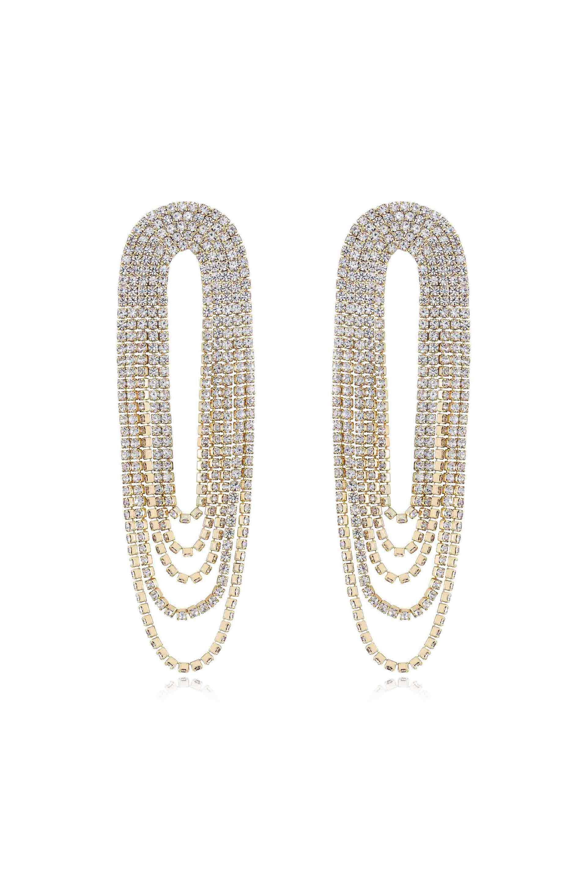 Crystal Drape Fringe Earrings | Ettika