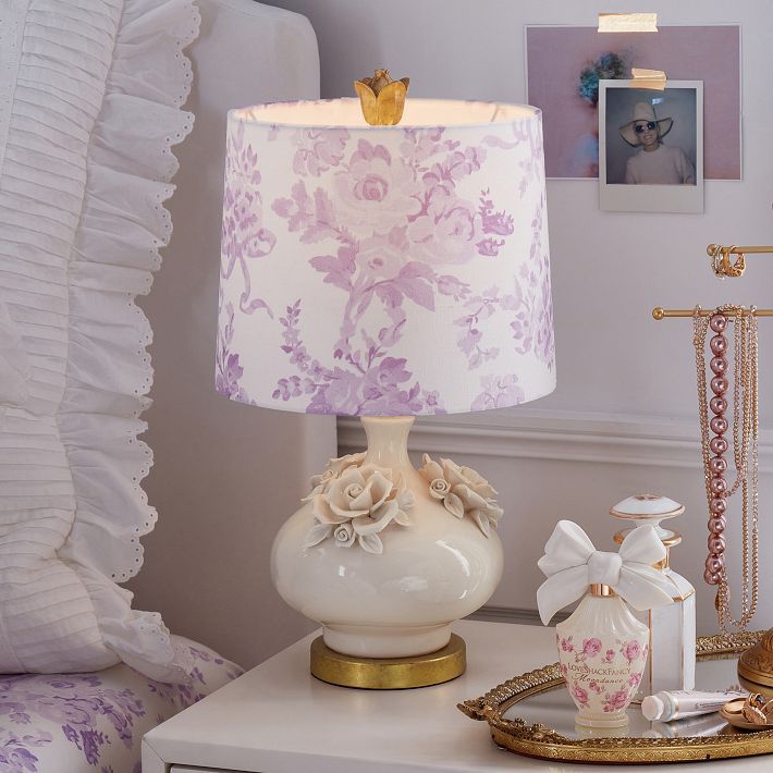 LoveShackFancy Lavender Floral Table Lamp | Pottery Barn Teen